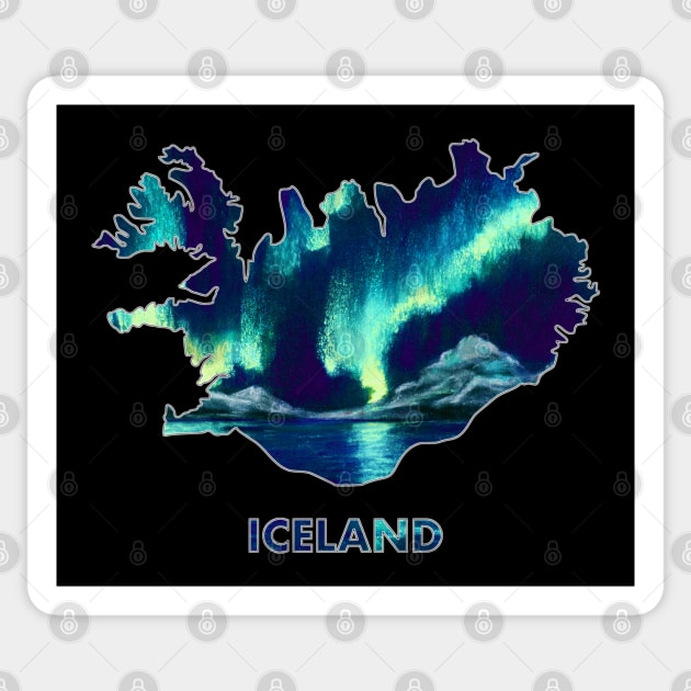 Iceland - Northern Lights Sticker by Anastasiya Malakhova